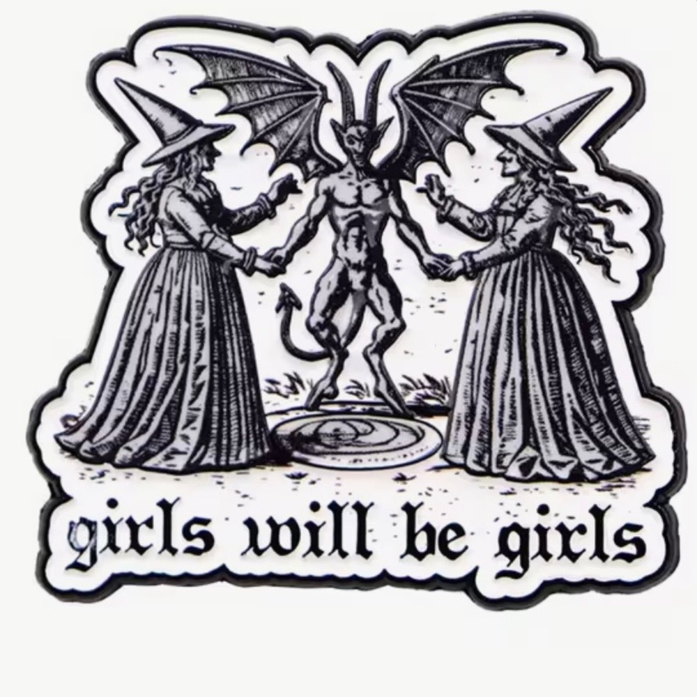 Gothic Pin with Witches and Demon